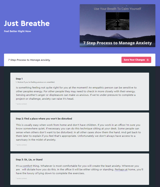 just breathe - one pager