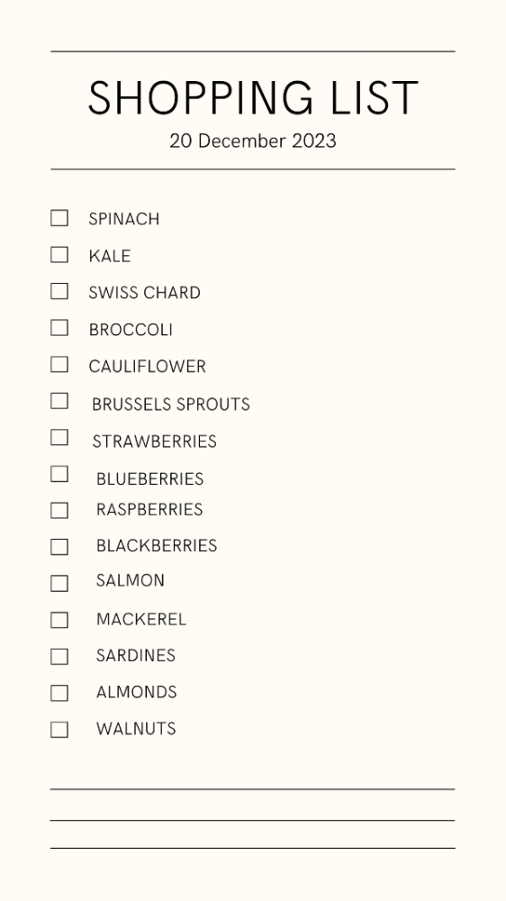 Healthy Food Shopping List a